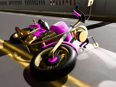 Stylized Motorcycle Game Ready Low-poly 3D model