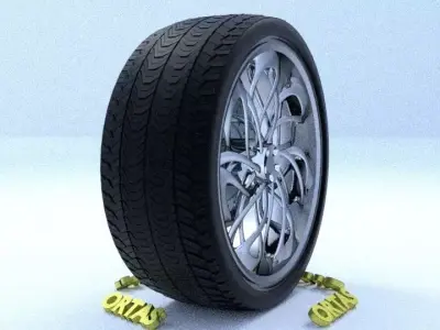 ORTAS CAR RIM 16 GAME READY RIM TIRE AND DISC 3D model