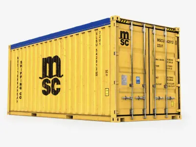 20ft MSC Open Top Shipping Container 3D Model Industrial Cargo 3D model