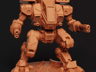 Heavy Battle Mech Walker Sci-Fi Wargaming Miniature 3D print model