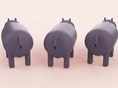 Cartoon Hippo Animal Style Cute Low-poly 3D model