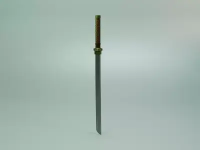 Game Ready Sword 3D model samurai Low-poly 3D model