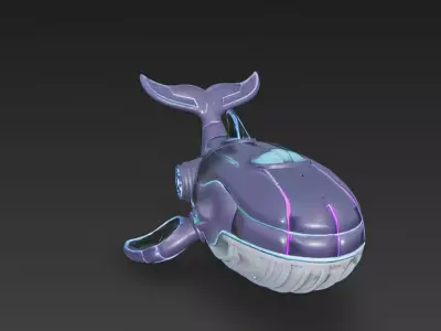 Stylized Cyber Whale 3D Model 3D model