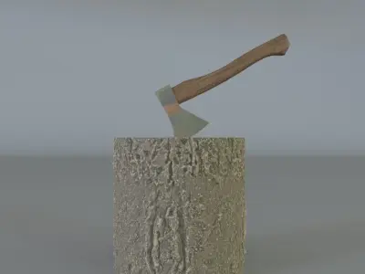 Decorative Ax Log Low-poly 3D model