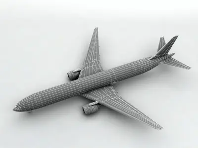 Boeing 777-300 Airliner - Generic White Low-poly 3D model