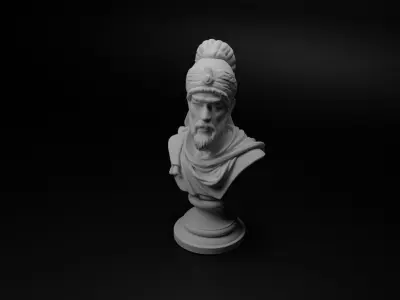 Indian Mughal Warrior Bust Chess 3D print model shop