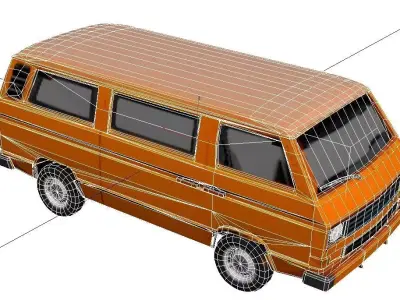 Volkswagen Transporter T3 Vanagon Low Poly Classic Van Low-poly 3D model