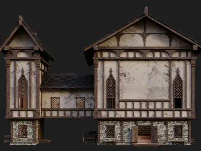 Old Medieval Building 4K Textures GameReady 104 Low-poly 3D model