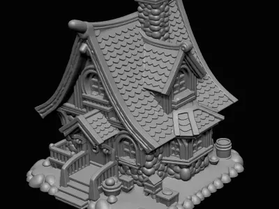 Stylized Fantasy Cottage 3D Model Game Ready 3D print model purchase