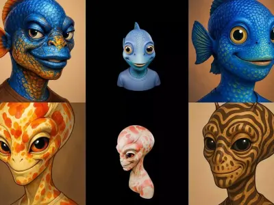 Head Fish bundle 9 pack 100 glb 3D model