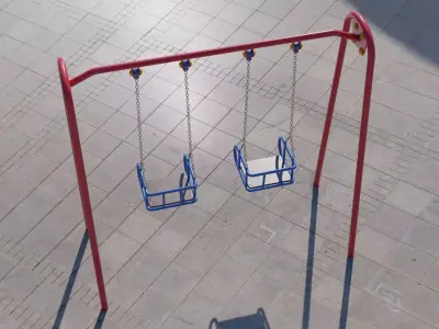 Metal Swing Outdoor 01 Red Low-poly 3D model