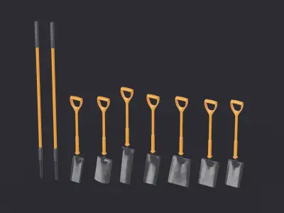 Shovel Pack 01 Ground Works Insulated Low-poly 3D model