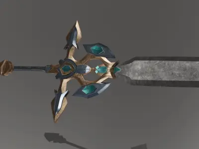 Game Ready Low-poly Angel Sword 3D Model Low-poly 3D model