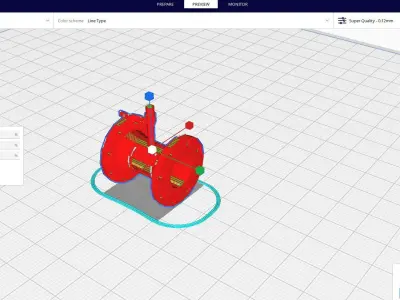 Flange full bore ball valve 3D print model