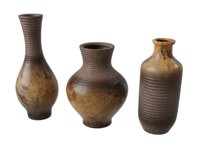  Three Vase Models, Rustic Brown 