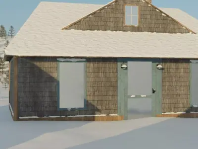Snowy Village Landscape 3D model purchase