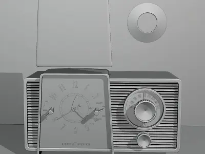 Vintage radio with clock 90 3D model