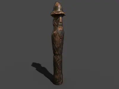 Next Gen AAA Slavic Wooden Medieval Settlement Totem Statue Low-poly 3D model