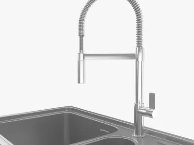 Sink Alpes-Inox with FLAG Kitchen mixer tap By Nobili 3D model
