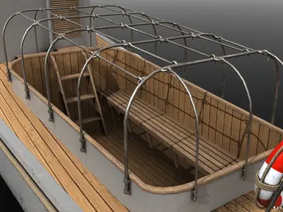 Japanese 11m 60Hp motor boat Low-poly 3D model