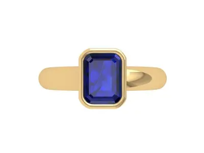 Emerald Solitaire Ring 3D print model 36