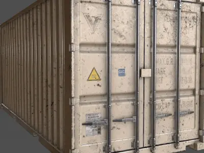 PBR 20 ft Shipping Cargo Container Version 1 - White Low-poly 3D model