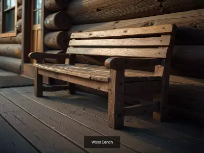Rustic Log Cabin Furniture 3D Model Pack