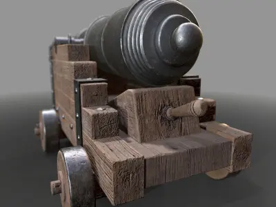 RIGGED PBR War Cannon  Low-poly 3D model