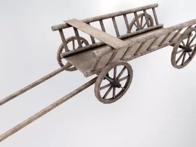 Wagon Wooden Low-poly 3D model