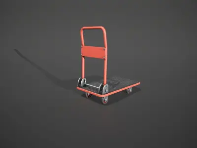 Folding Platform Truck - Trolley - Red Low-poly 3D model