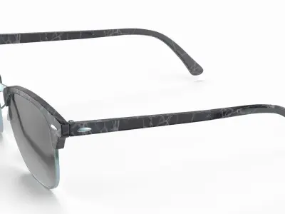 Clubmaster Shape Grey Lens Sunglasses 3D model