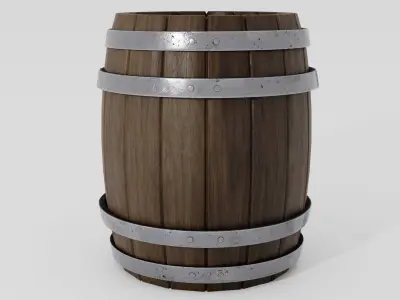 Wooden barrel 03 3D model