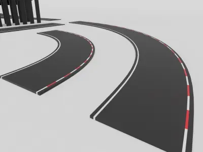Modular Cartoon Race Track Free low-poly 3D model