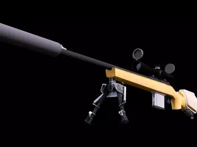 Sci-Fi Heavy Railgun Anti-Material Sniper Rifle Game Ready Low-poly 3D model