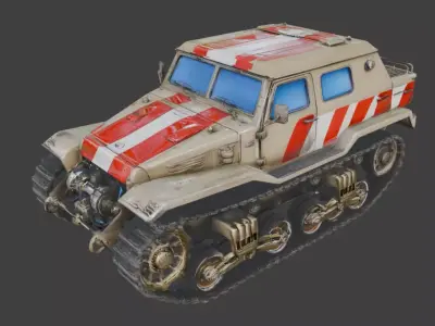 Realistic Hard Sci-Fi Half-Track Scout Low-poly 3D model