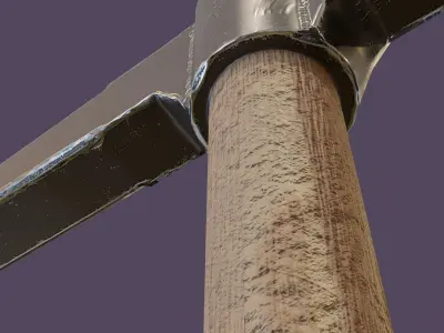 Realistic steel pickaxe low poly 2048p Low-poly 3D model