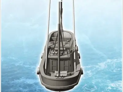 Long modern fishing boat 5 - World War Two Second WWII Front Eas 3D print model