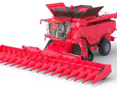 Grain Combine Harvester Low-poly 3D model