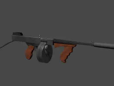 A simple model of a submachine gun Thompson Free 3D model