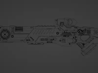 Sci fi gauss rifle based on pulse rifle with full Blend file 3D model