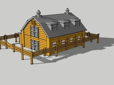 Countryside Barn with Fence by Outland Models 3D Printable  3D print model