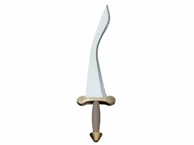 Curved sword 5 Low-poly 3D model