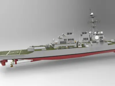 ddg51 Ship Arleigh Burke class destroyer  Low-poly 3D model
