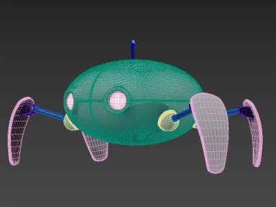 Crab 3d model robot with eyes Low-poly 3D model