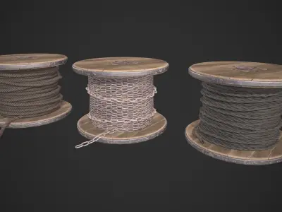 Rope Spool Low-poly 3D model