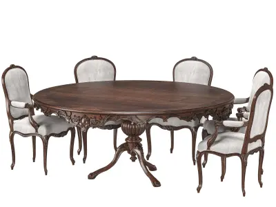 benjamin randolph french round table and chair  art 732 3D model