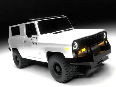 Retro 4x4 Off Road SUV Rigged Game Ready Low-poly 3D model
