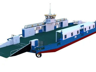 car ferry boat version-2- Low-poly 3D model