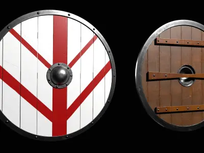 10 shields pack Low-poly 3D model