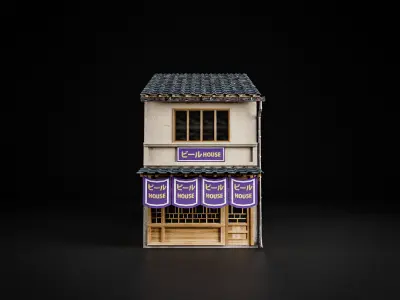 JAPANESE BUILDING PACK AND PROPS 3D Model Collection